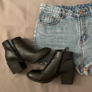 Brash Faux Leather Ankle Boot Bootie Block Heel 7